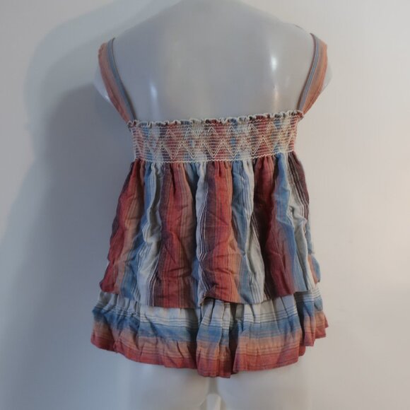 Womens Warm Multicolor Striped Cotton Sleeveless Babydoll Top 1 US/S - Picture 5 of 9